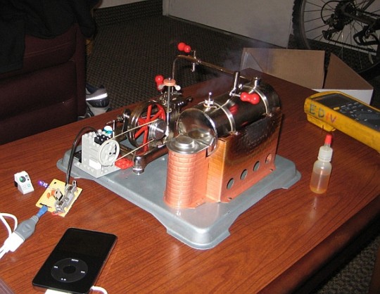 Charge up your iPod with a mini steam engine Charge up your iPod with a mini steam engine