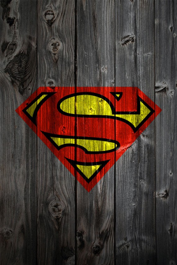 SuperMan Logo on Wood Wallpaper