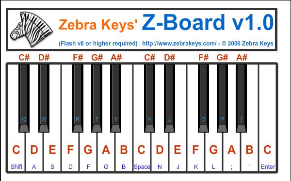 Zebra Keys Online Piano Keyboard