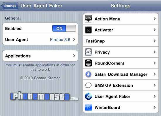 User Agent Fakers for iPhone