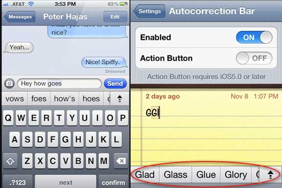 Autocorrection Bar Cydia