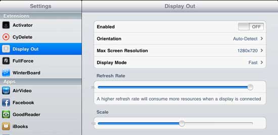 DisplayOut Cydia App Tweak