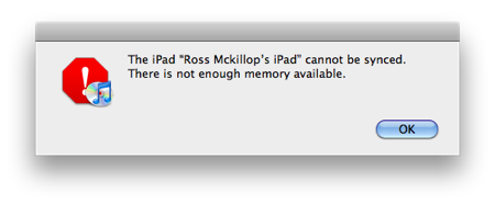 Fix “There is not enough memory” error for the iPad