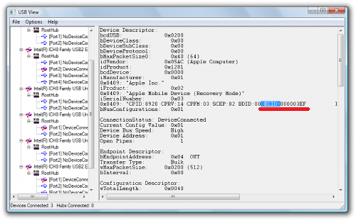 Determine the iPad ECID on Windows and Mac