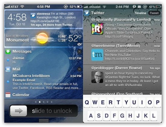 IntelliscreenX Notification Center for iOS 5