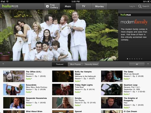 Hulu Plus iPad TV App