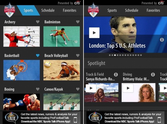 NBC Olympics Apps for iPhone and Android