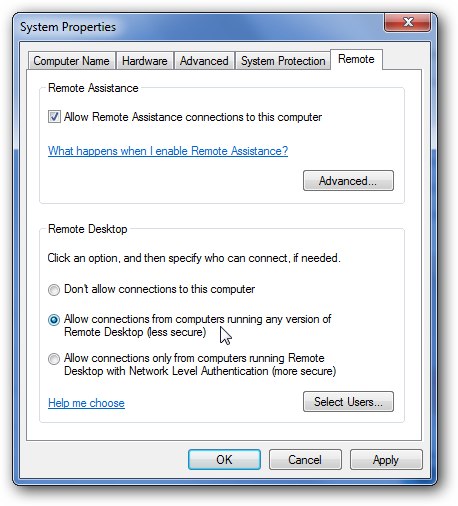 system dialog