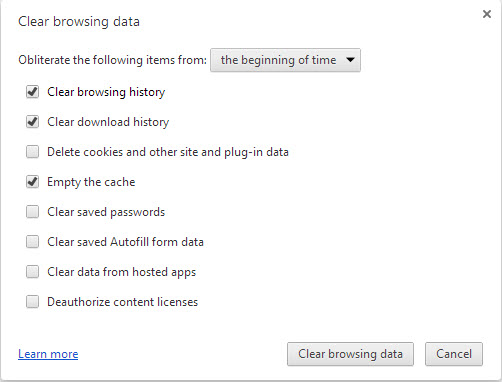 Clearing Chrome History