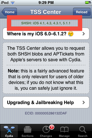 SHSH blobs will tell you if you can downgrade from iOS 6 to iOS 5