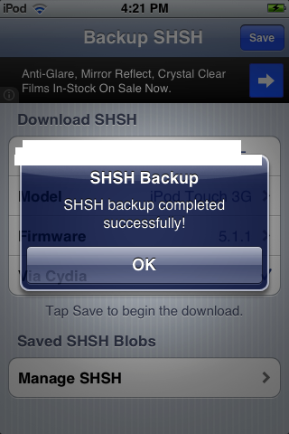 Use iSHSHit to ensure that you backup your SHSH blobs successfully