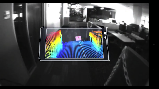 Project Tango on a smartphone, the real room surrounding