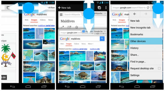 Gestures for Chrome android