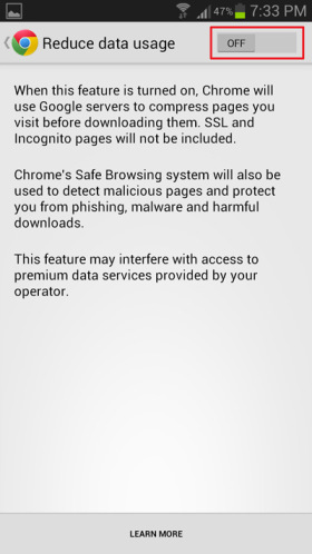 turn on data saver on chrome android